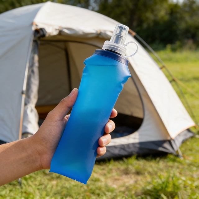 weibbin Bouteille d'Eau Souple Pliable Portable en TPU, Flasque d'Hydratation Pliable Réutilisable avec Capuchon Anti-Déversement pour la Randonnée, le Vélo, la Course et les Sports de Plein Air 16,9 Oz