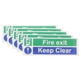 thumbnail image 1 of 5pcs Fire Exit Keep Clear Safety Compliance Label Adhesive Fire Exit Door Signs Durable Do Not Block Door Signs For Office Mall School Emergency Exit Indicators, 1 of 5