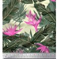 thumbnail image 1 of Soimoi Tissu en Coton Cambric Imprimé Floral & Feuilles Tropical au Mètre 42 Pouces de Large, 1 of 3