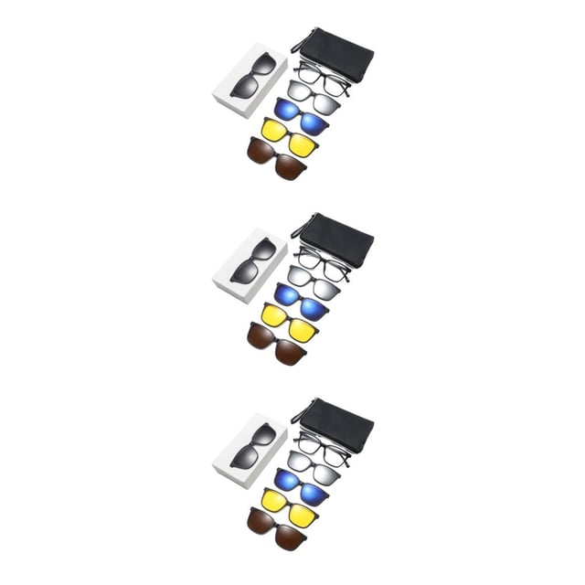 Transemion 5piece Magnetic Clip On Glasses Stable Fixation Dual-purpose For Eyeglasses And Smooth Line PC Frame Type 1 3Set