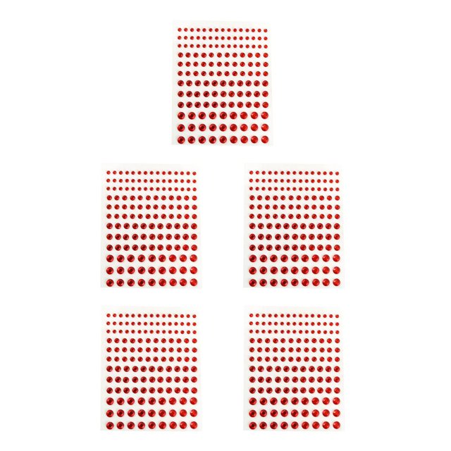 Wweixi Eye Face Gems Rhinestone Stickers Beads No Glue Eyebrow Rainbow Makeup Jewelry Accessory DIY Decorations Wedding Red 5Set