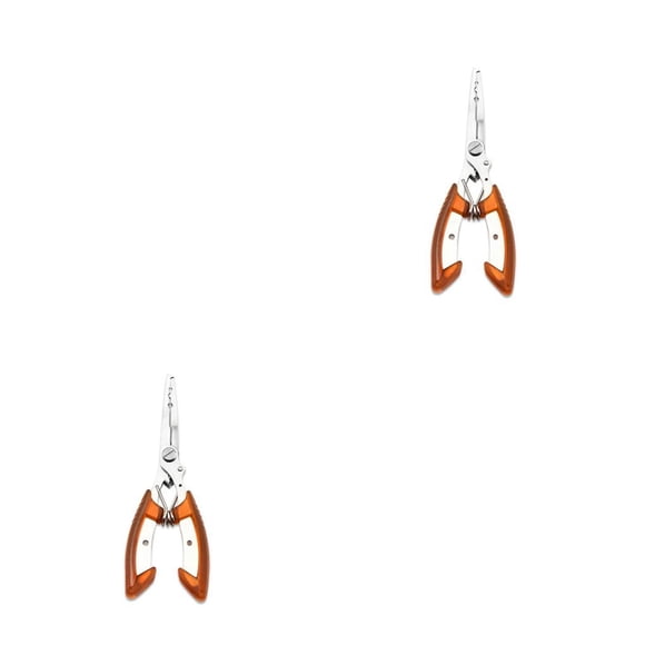 Wweixi Pinces de Pêche en Acier Inoxydable Antidérapantes Hameçon Ciseaux Pinces Portatives Extérieur Eau Douce Eau Salée Outils Pêcheurs Orange 2 Ensembles