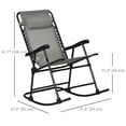 thumbnail image 3 of Outsunny 2pc Patio Foldable Rocking Chair Set w/ Breathable Mesh Seat & Backrest, Padded Headrest for Park, Backyard, Garden, Grey, 3 of 10