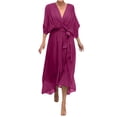 thumbnail image 1 of BEFOKA Robe pour Femme Grande Taille, Liquidation de Robes d'Été pour Femmes, Robe Longue Irrégulière Décontractée Unie à Lacets pour Femme, 1 of 4