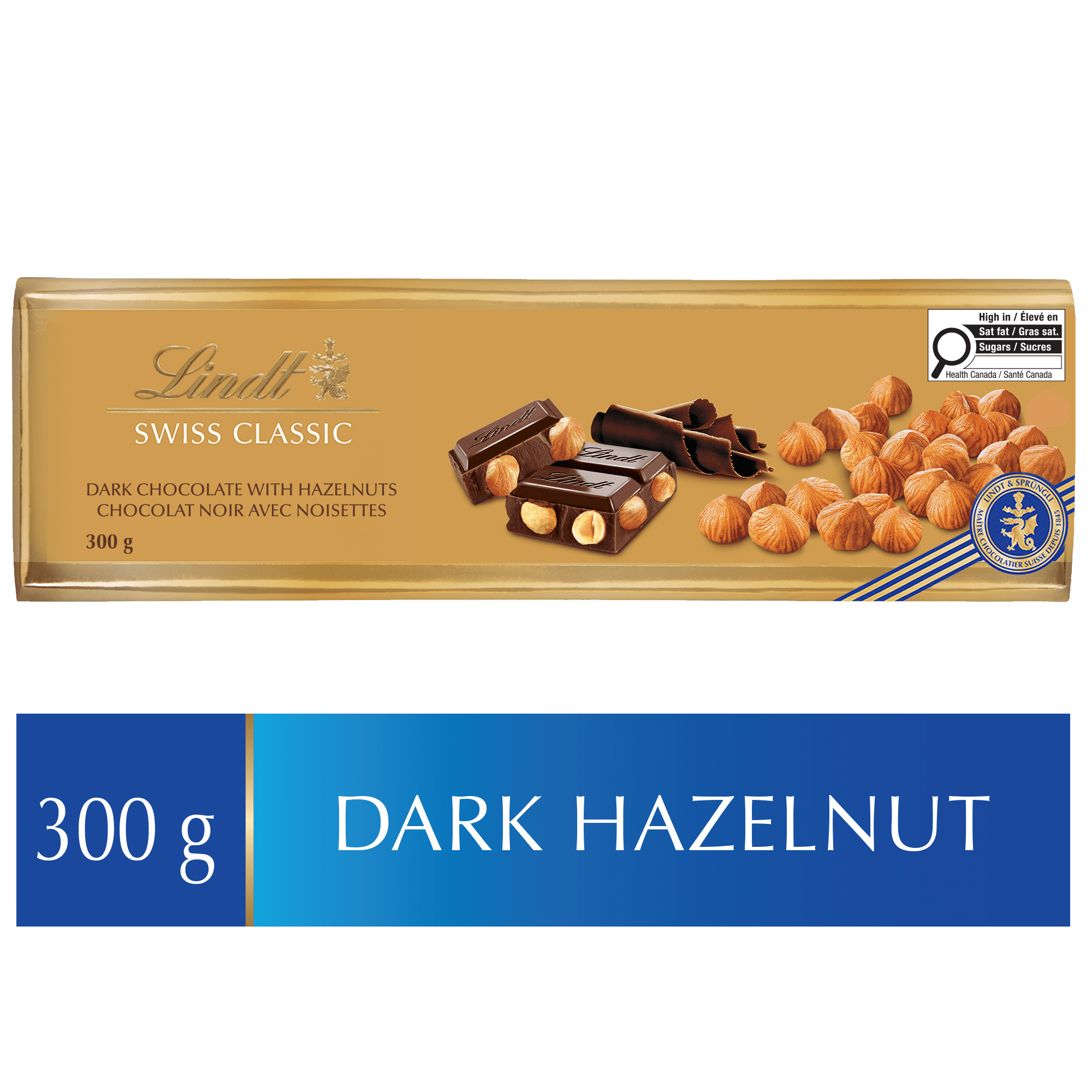 Lindt Tablette au chocolat noir et à la noisette SWISS CLASSIC, 300 g
