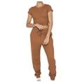 thumbnail image 1 of Yuyuzo Ensemble 2 Pcs pour Femme Survêtement Décontracté T-Shirt Court à Manches Courtes Col Ras du Cou Pantalon Jogger Ensembles de Sport, 1 of 7