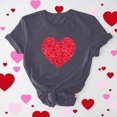 thumbnail image 1 of Meichang T-Shirts de la Saint-Valentin pour Femmes Hauts Mignons Imprimé Cœur Hauts Mignons Col Rond Manches Courtes Décontracté T-Shirts de Vacances Saint-Valentin, 1 of 6