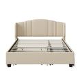 thumbnail image 3 of Noble House Upholstered Platform Bed with Wingback Headboard,Queen Size,Beige, 3 of 10