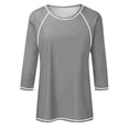 thumbnail image 4 of JIRNDf Chemises pour Femmes Hauts d'Été Tendance Manches Longues Col Rond Drôle Squelette Imprimé Coupe Ajustée T-Shirt Tunique T-Shirt pour Femmes Blouse Décontractée Argent m, 4 of 5