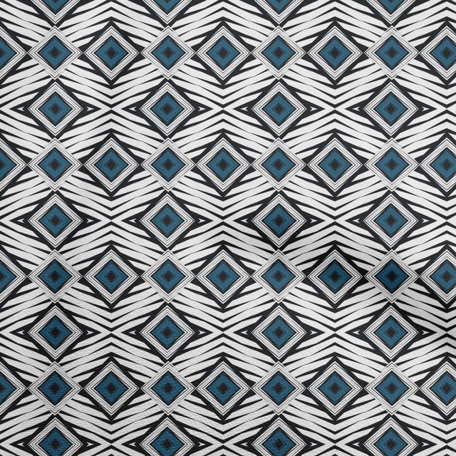 oneOone Velvet Teal Blue Fabric Abstract Geometric Sewing Craft Projects Fabric Prints By Yard 58 Inch Wide