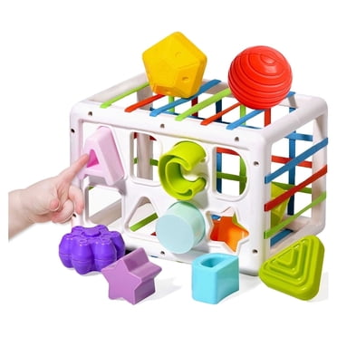 GRM Baby Toys for 1 Year old Boy Girl Gifts, Shape Sorter Baby Toys 6 12 18 Months Early Learning Sensory Cube Bin with 5 Soft Textured Balls, Toddlers Toy for 1 2 3 Years Old Autistic Children