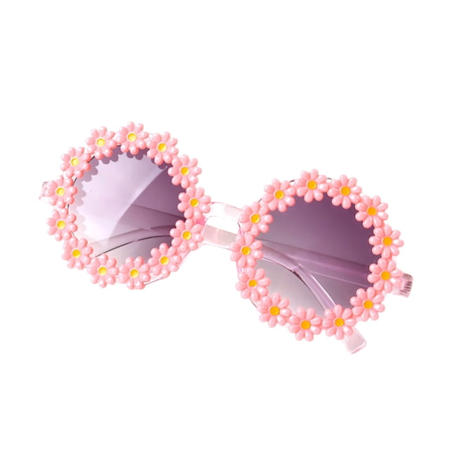 Lunettes de Soleil Rondes à Fleurs pour Enfants - Matériau PC, Protection UV 400, Design Mignon, Durables et Résistantes à la Chaleur, pour Bébés Filles/garçons (Plage/été en Plein Air)