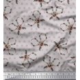 thumbnail image 1 of Soimoi Gray polyester Crepe Fabric Floral Scissor & Dots Printed Fabric 1 Yard 42 Inch Wide, 1 of 5