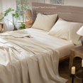 thumbnail image 2 of Bedding Sheet Set Washed Cotton Linen Like Textu Breathable Durable Soft Comfy (Dark Orange Queen), 2 of 6