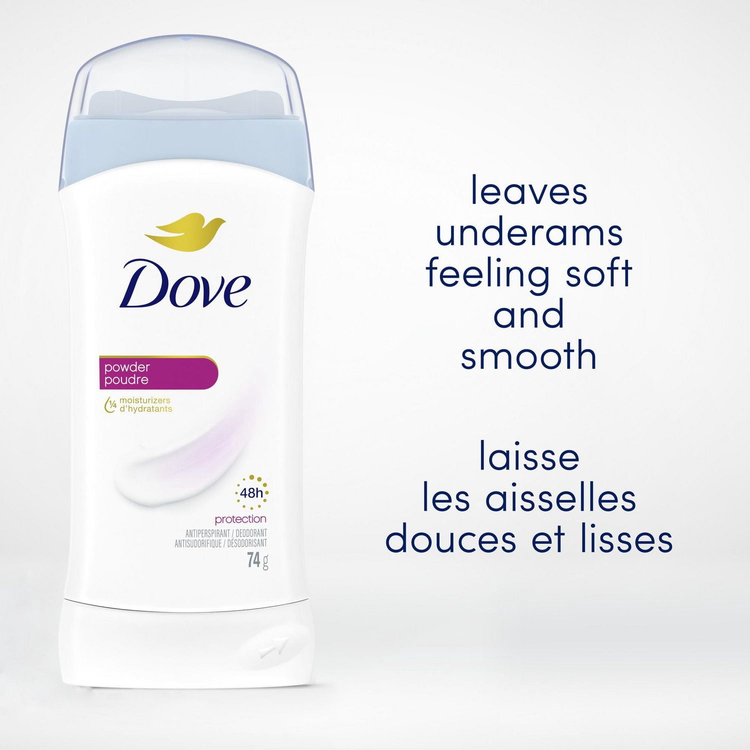 Dove Antisudorifique en Bâton Poudre pour Femme Protection 48 H, 74 g