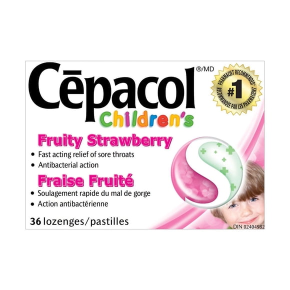 Cepacol® pour Enfants Fraise Fruitée, Pastilles pour Mal de Gorge