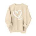 thumbnail image 4 of SOMOWI Chandail pour Femmes de la Saint-Valentin Sans Capuche à Col Rond à Manches Longues Chandail Décontracté en Tricot Doux Beige à Motif Hauts d'Automne P, 4 of 4