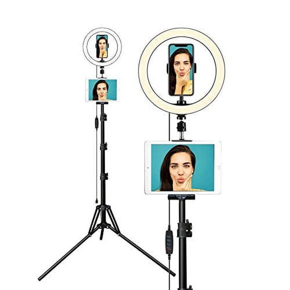 Elitehood 12?? Ring Light with Phone Tripod Stand - Dimmable LED Camera Ringlight for Selfie/Video Recording/Live Streaming/YouTube, Included Tablet Holder Stand for iPad iPhone & Android Ce