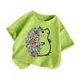 thumbnail image 3 of PMVFHDE Hauts pour Filles T-Shirts pour Filles T-Shirts Graphiques T-Shirts pour Fille Hauts d'Été Tendance pour Filles Hauts d'Été pour Fille T-Shirt Graphique Mignon pour Fille Col Rond Manches Courtes T-Shirt d'Été Vert Pâle, 5-6 Ans, 3 of 5