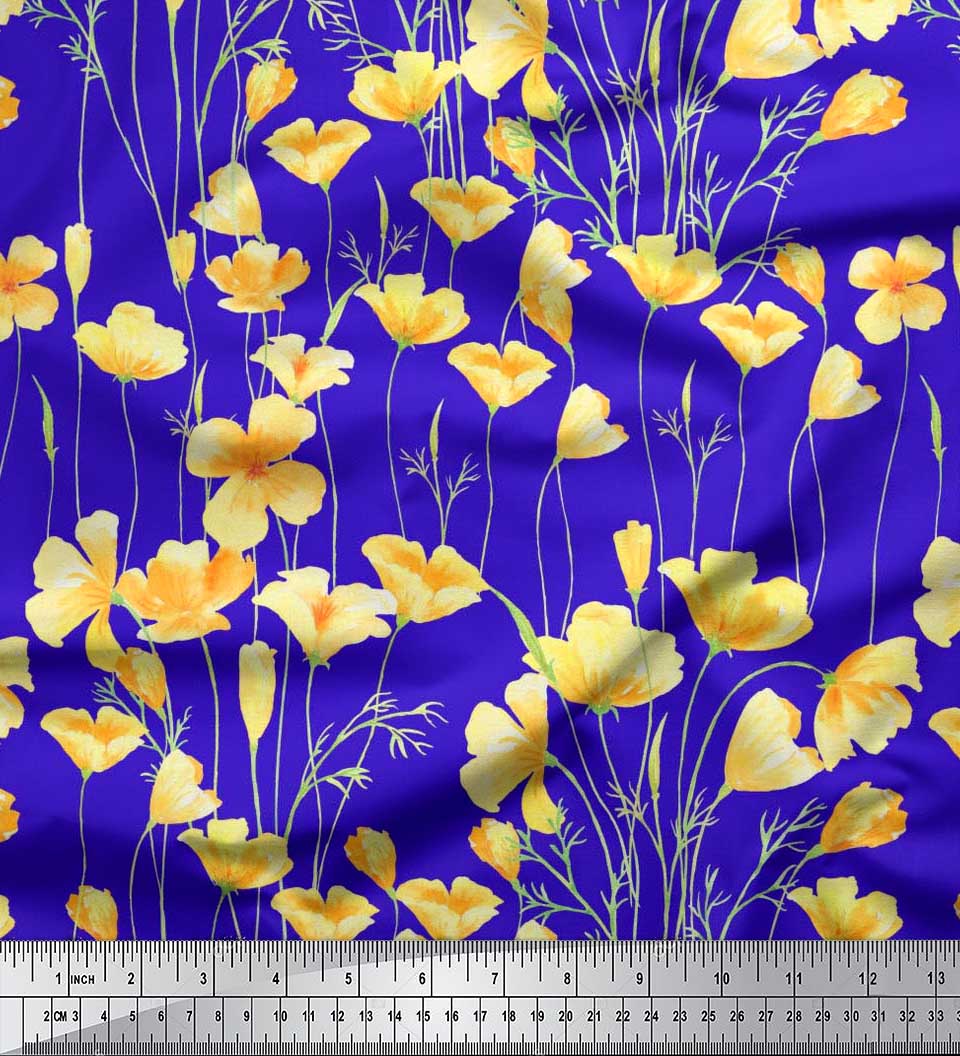 Soimoi Rayon Fabric Buttercup Floral Fabric Prints by Yard 56 Inch Wide