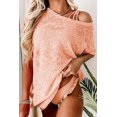 thumbnail image 1 of Women's Pink Loose Fit Pockets Short Sleeve Beach Cover Up, 1 of 15