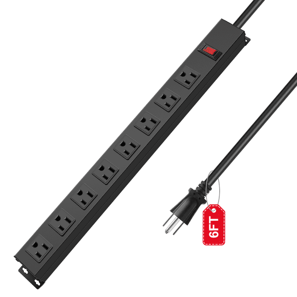 VILONG 8 Outlets Metal Power Strip,1200J Surge Protector,1875W,6FT Extension Cord for Home Office Indoor Use