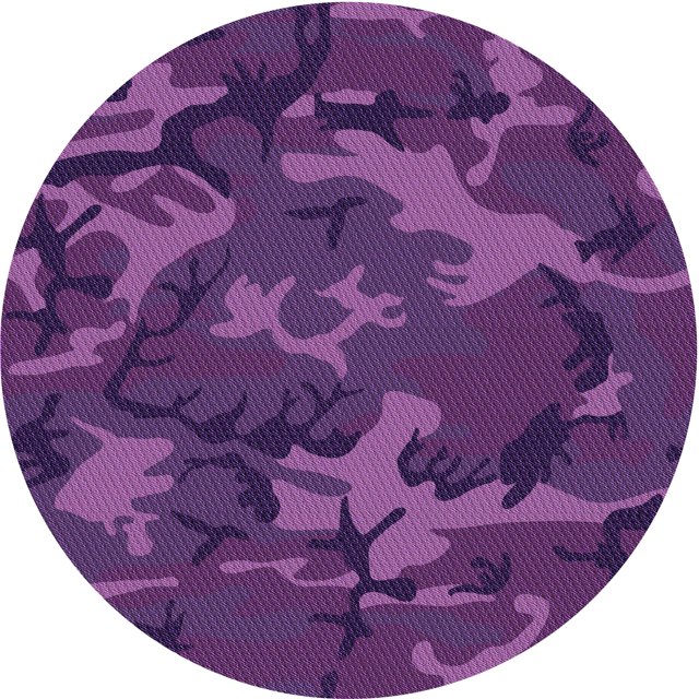 Ahgly Company Machine Washable Indoor Round Transitional Dark Orchid Purple Area Rugs, 5' Round