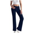 thumbnail image 1 of Lenpel Women's Flare Yoga Pants Drawstring Medium Rise Side Striped Bell Bottom Casual Pants Bootcut Workout Pants(Dark Blue,Large), 1 of 6