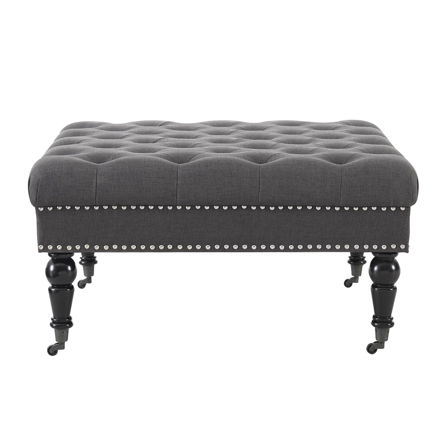 Pouf tufté carré Aubrey charcoal