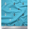 thumbnail image 1 of Soimoi Blue polyester Crepe Fabric Butidar Jamdani Print Sewing Fabric Yard 52 Inch Wide, 1 of 2