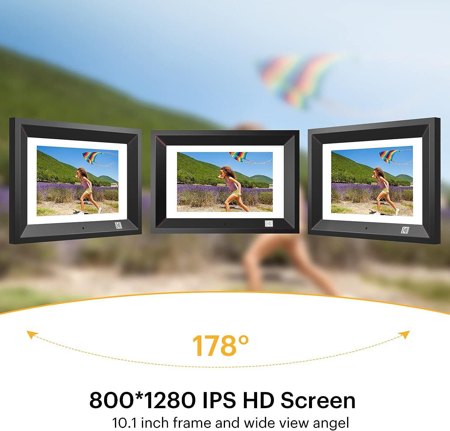 KODAK RDPF-1020V Cadre photo numérique 10,1 pouces IPS, 800 x 1280, cadre en bois 8 Go, noir