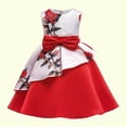 thumbnail image 2 of Penkiiy Robes pour Filles, Robes en Tulle pour Tout-Petites, Imprimé de Fleurs, Nœud, Volants, Robe de Fête d'Anniversaire, Longues Robes, Robes de Fête Rouges, Robes de Mariage pour 3-4 Ans, 2 of 5