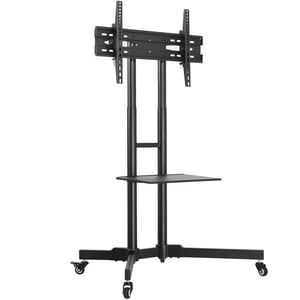 Yaheetech Mobile réglable TV Chariot de stand avec roues, plateau, gestion des câbles, noir