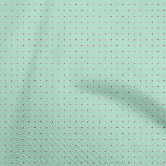 oneOone Polyester Spandex Light Mint Green Fabric Hearts Print Sewing Material Print Fabric By The Yard 56 Inch Wide