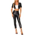 thumbnail image 2 of INSPIRE CHIC Women's Sequin Puff Short Sleeve Open Front Party Crop Cardigan M Black, 2 of 6