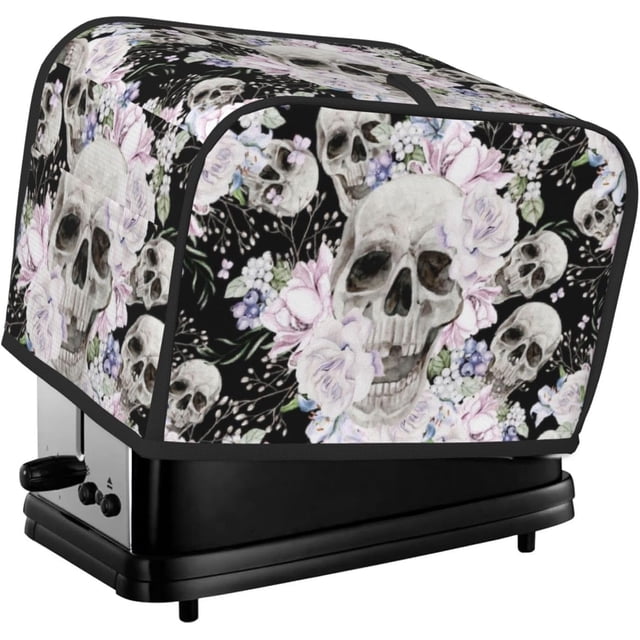 Toaster Cover 4 Slice Skull Dustproof Bread Maker Cover Fingerprint Bakeware Protection Wide Slot Toaster Bag Reusable Kitchen Small Appliance Cover TC278