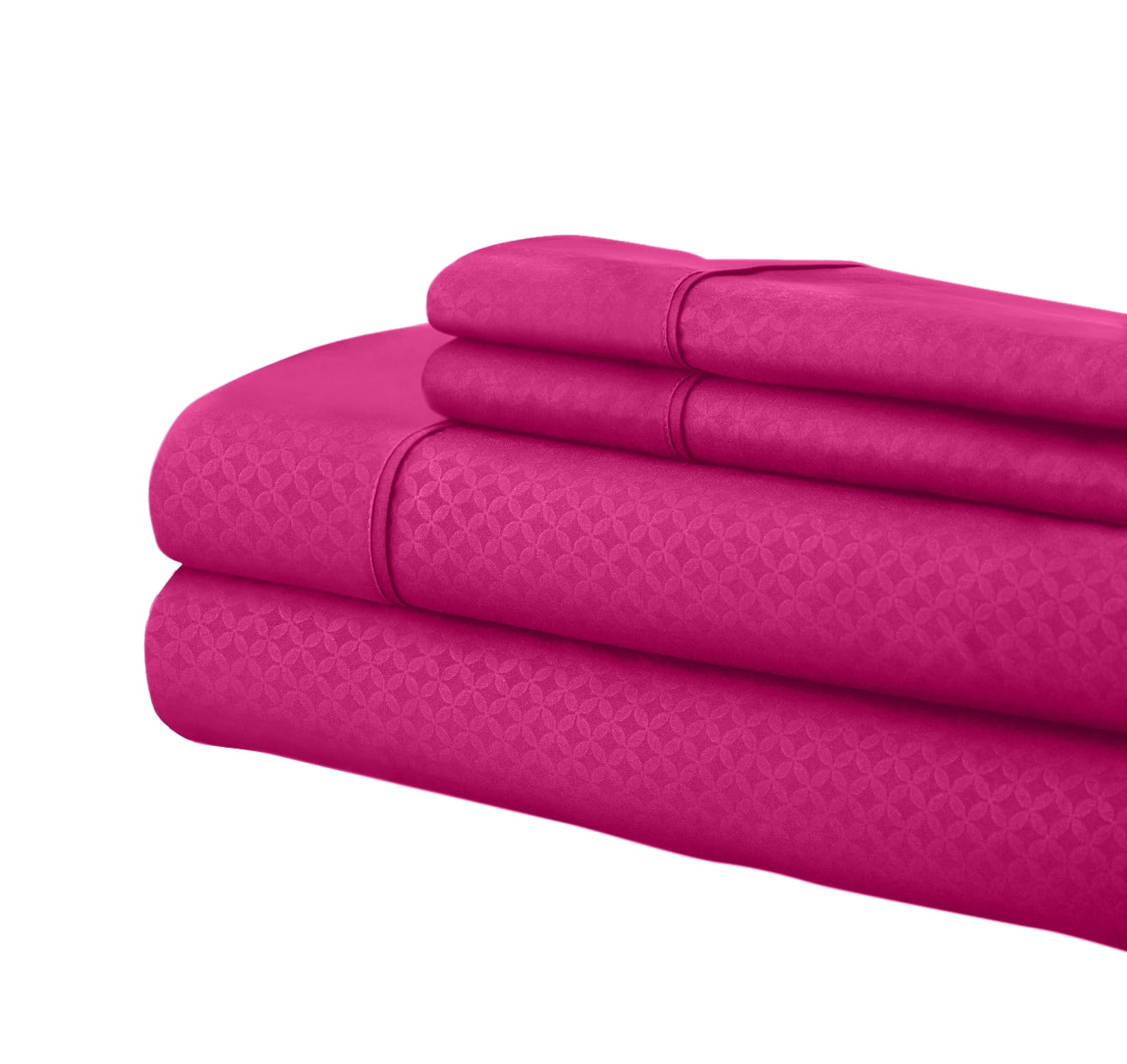 Martha Collection 1800 Series Embossed Deep Pocket Sheet Set - Super Soft & Wrinkle Free - Luxurious Bed Sheets Set (Twin Extra Long, Hot Pink)