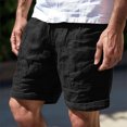 thumbnail image 2 of Summer Shorts Mid Waist Cargo Solid Splice Pocket Drawstring Shorts Solid Color Loose Men Basketball Shorts Black XXL, 2 of 4
