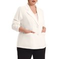 thumbnail image 4 of GRACE & GRANDEUR Blazer de Bureau pour Femme Grande Taille d'Automne à Revers Cranté, Boutonné, 2X Blanc, 4 of 6