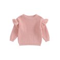 thumbnail image 1 of Gupgi Toddler Girl Sweaters 3M 6M 9M 12M 18M 2Y 3Y Baby Ruffle Long Sleeve Solid Color Knit Pullover Fall Winter Loose Tops, 1 of 9