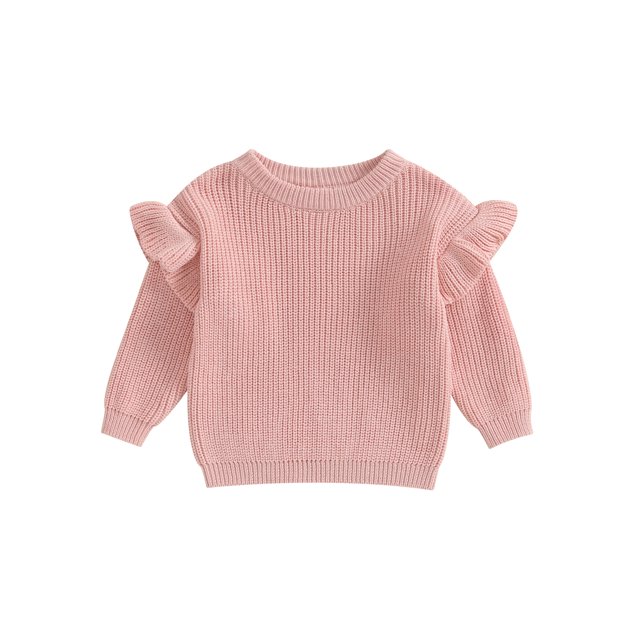 Gupgi Toddler Girl Sweaters 3M 6M 9M 12M 18M 2Y 3Y Baby Ruffle Long Sleeve Solid Color Knit Pullover Fall Winter Loose Tops