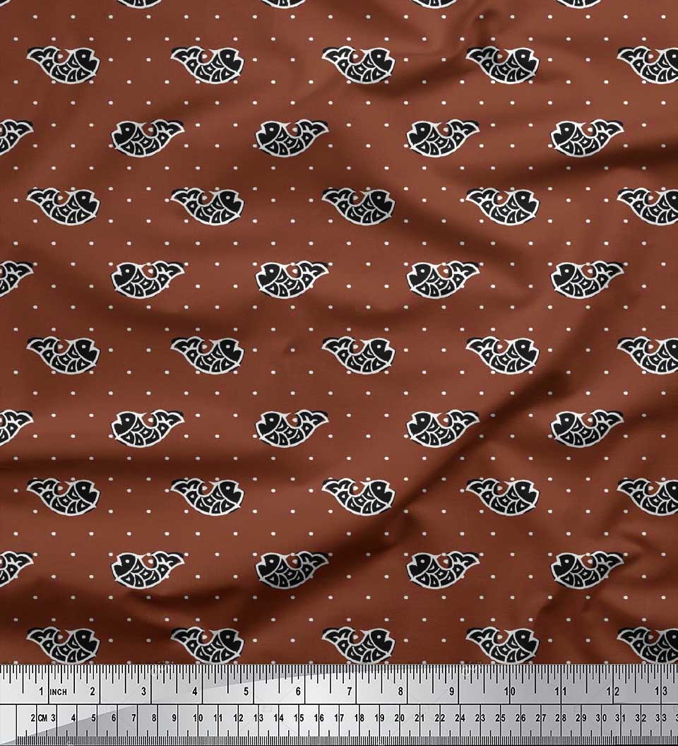 Soimoi Tissu en Rayonne Imprimé Bloc de Poisson 1 Yard 56 Pouces de Large