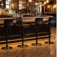 thumbnail image 3 of Bar Stools Set of 2, Height Adjustable Swivel Barstools, Bar Chairs with Backs & Metal Footrest for Home Kitchen, Barstools for Kitchen Dining Reception, PU Leather, Black, 3 of 6