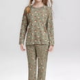 thumbnail image 4 of MIASHUI Girls Pajama Set Long Sleeve Lounge Set Floral Printing Sleepwear,Light Green,8-9 Years, 4 of 8