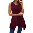 thumbnail image 4 of thinsony T-shirt Sans Manches Femme Col Rond Couleur Unie Haut Décontracté, Marron, m, 4 of 6
