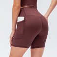 thumbnail image 3 of Women Yoga Shorts with Pockets Ribbed High Waist Push up, 3 of 8