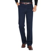 Men's Jeans Men High Waist Straight Fit Jeans High Waist Straight Fit Stretch Denim Jeans Homme Slim Dark Blue 36