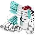 thumbnail image 1 of U-Taste 18/8 Stainless Steel Measuring Cups and Spoons Set: 12 Pieces Metal Stacking Kitchen Baking Cooking Food Measure Set 7 Cups 5 Spoons with Strengthened weld joints (Aqua Sky), 1 of 10