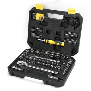 WorkPro Socket & Jeu de cliquets - 122 Pièce, Rattchet Bit Driver, 1/4" et 3/8" Dr. Sockets