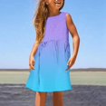 thumbnail image 2 of FhsagQ Robes Filles Été Sans Manches Robe Ligne Confort Col Rond Décontractée avec Imprimé Dégradé pour Tout-Petits Enfants Plage Extérieur Bleu Ciel 13-14 Ans, 2 of 5